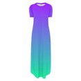 thumbnail image 4 of Yuyuzo Robes Femmes 2025 Printemps Été Manches Courtes Décontractées Fluides Robe Maxi Ample Tendance Plage Longue avec Poches, 4 of 5