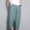 thumbnail image 4 of asjyhkr Plus Size Mens Linen Pants Elastic Waist Drawstring Hiking Beach Cropped Pants with Pockets,M-5XL, 4 of 4
