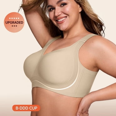 Women's Wireless Support Bra, Full Coverage Plus Size Bra for Seniors, Hontri Bras for Women Supportive Wireless Bra Full Coverage No Underwear Plus Size for Older Women