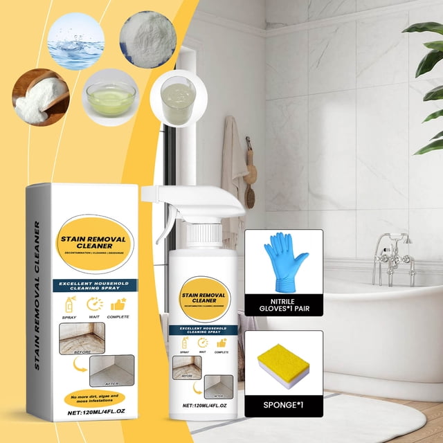 Bathroom Spray Cleaner 120ml | Mild Formula for Ceramic Tile & Glass | Penetrates Pores, Removes Stains | Protective Child- Cover | No Prep Needed, Easy Spray Application
