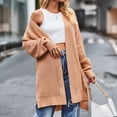 thumbnail image 2 of AherBiu Cardigan Sweaters for Women Ribble Knitted Mid-Long Split Fall Winter Women's Clothes, 2 of 6