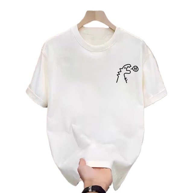T-Shirt Décontracté d'Été Blanc Imprimé Hommes Femmes Extérieur Respirant Coton Chemise Ronde