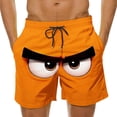 thumbnail image 2 of Lcziwo Men's Board Shorts Face Print Drawstring Elastic Waist Swim Trunk Casual Summer Beach Quick Dry Bathing Suit Orange,XXL, 2 of 6