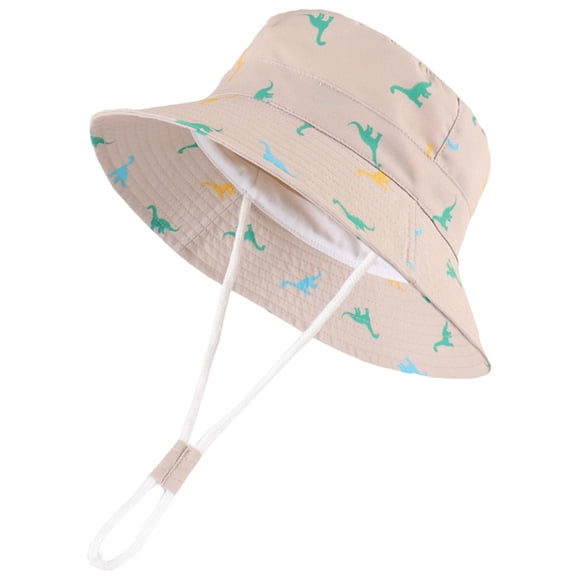 MIASHUI Chapeau Bob de Soleil pour Enfants Dinosaure Été Extérieur Plage Pêche Casquette Ajustable, Kaki, 2-4 Ans