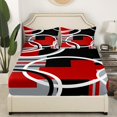 thumbnail image 3 of Erosebridal Black Red Gray Circle Sheet Set Full, Abstract Striped Line Bedding Sets Full Size 4 Pieces, 3 of 7
