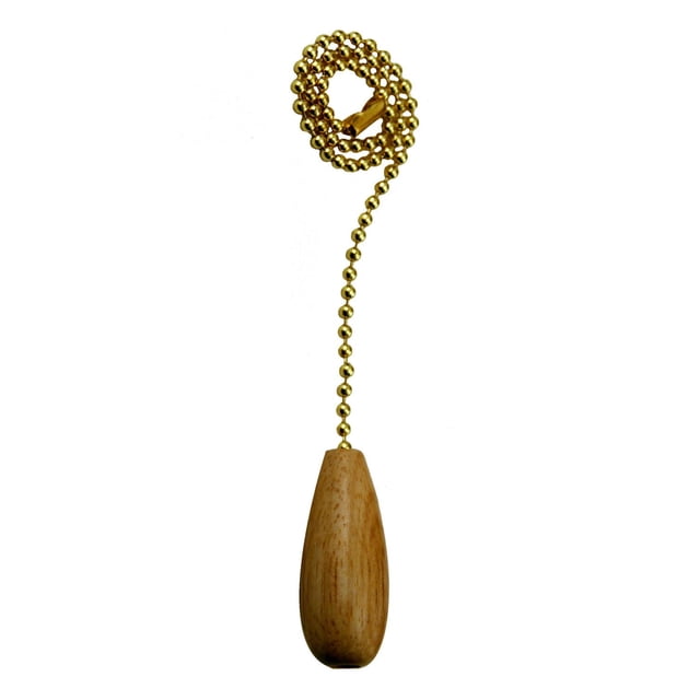 Atron Electro Industries Cylindre - Chaîne de Traction en Bois Naturel avec une Goutte en Miel en Bois à Lumière Chaude et une Chaîne à Billes en Laiton de 12 Pouces, Conçue pour l'Utilisation avec un Ventilateur de Plafond et un Luminaire, Complétant une Déco Maison Neutre.