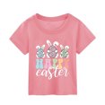 thumbnail image 2 of MIASHUI T-Shirt Graphique Lapin de Pâques pour Filles, Manches Courtes, Été, Rose, 5-6 Ans, 2 of 4