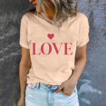 thumbnail image 5 of Diufon Hauts de la Saint-Valentin pour Femmes Décontracté Tendance Manches Courtes Col Rond Chemise Mignonne Imprimée Graphique Chandail Blouse, 5 of 5