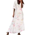 thumbnail image 2 of Liquidation de Robes pour Femmes Mode Robe Décontractée pour Femmes Printemps et Été à Col en V à Manches Trois-Quarts Robe Imprimée Robes pour Femmes Grande Taille, 2 of 6
