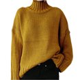 thumbnail image 1 of EGNMCR Chandails pour Femmes Mode Femmes Manches Longues Unies Chandail Col Roulé Décontracté Hauts, 1 of 1