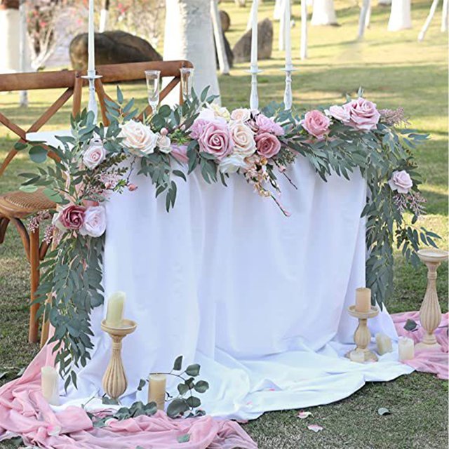 mmirethe Durable Artificiel Table de Table de Fleurs - Bonne Texture Exquise Ouvragée Décoration Mariage Brun 1Set
