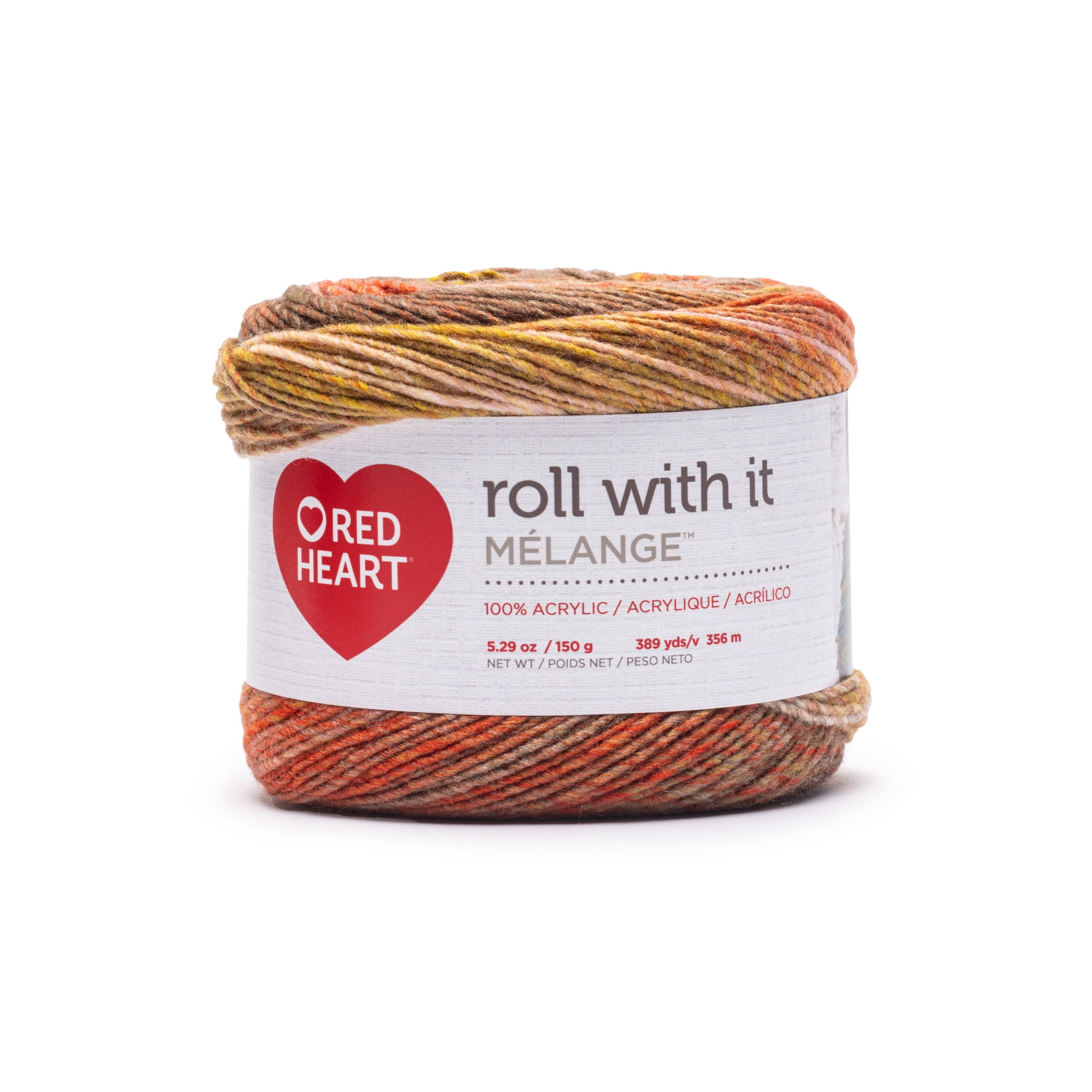 Red Heart® Roll With It Melange™ #4 Worsted (Medium) Acrylic Yarn, Agate 5.29oz/150g 389 Yards