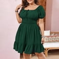thumbnail image 2 of UPPADA Robe D'éTé pour Femme Grande Taille, Manches Bouffantes, Encolure Carrée, Robe Midi, Robe Décontractée Formelle pour Fête, Robe T-Shirt Confortable, Robe D'éTé pour Femme Green, TTG, 2 of 6