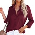 thumbnail image 2 of Birdeem Hauts pour Femmes Chemise à Simple Boutonnage à Manches Longues Hauts Chemise Ample à Col Chemisier, 2 of 8
