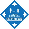 thumbnail image 1 of SignMission FD-X-11-99983 Non-Slip Floor Graphic Coronavirus Vinyl Decal - Stand Here Social Distancing, 1 of 1