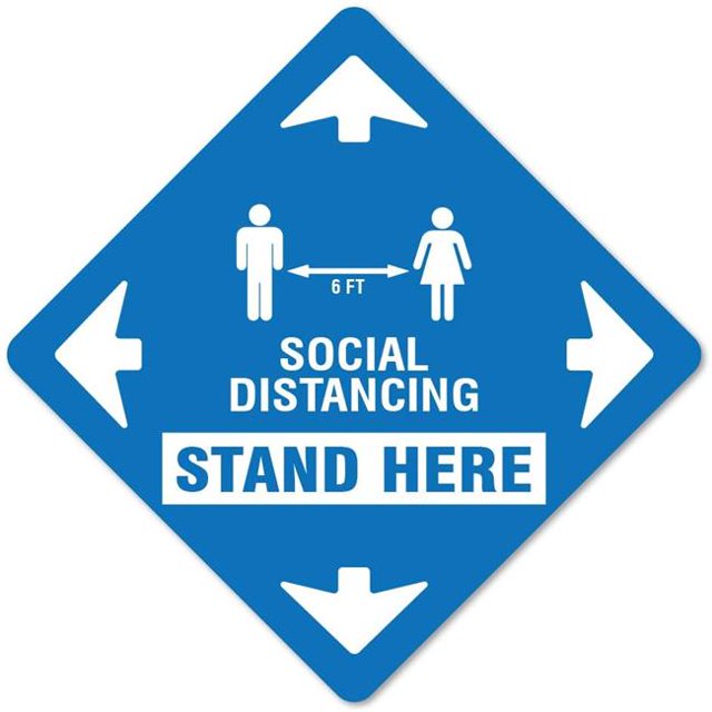 SignMission FD-X-11-99983 Non-Slip Floor Graphic Coronavirus Vinyl Decal - Stand Here Social Distancing