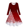thumbnail image 1 of WEAIXIMIUNG Robe Jupe Plissée Mini Enfants Filles Tout-Petits Sapins de Noël Imprimé Cerf Robe de Fête à Manches Longues, 1 of 3