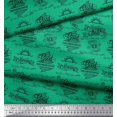 thumbnail image 3 of Soimoi Green Silk Fabric Sun & Text Print Fabric by Yard 42 Inch Wide, 3 of 5