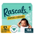 thumbnail image 1 of Rascals Premium Absorbent Baby Diapers, Size 1, Carton, 168 Count, 1 of 9