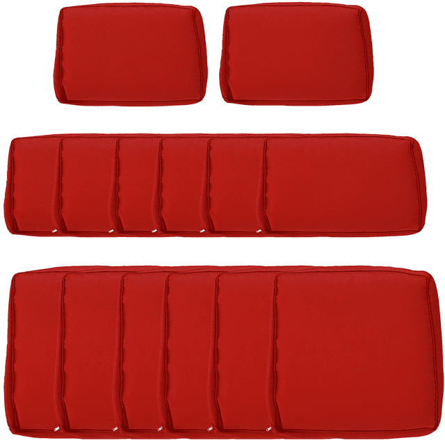 Outsunny Housses de Coussins d'Extérieur 14 Pcs en Rouge, Incluant 6 Housses de Coussins d'Assise et 8 Housses de Coussins de Dossier (6 Grandes, 2 Petites). Fabriquées en Tissu polyester durable, Ces Housses pour Meubles de patio Protégent les Coussins de la Moisissure et de l'Humidité, et Sont Lavables à la Machine pour un Nettoyage Facile. Convient à Outsunny SKU : 860-020MX, Elles Rehaussent et Préservent les Ensembles de Canapés en Rotin avec une Touche Stylée.