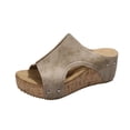 thumbnail image 2 of Gspmoly Sandales à Enfiler pour Femmes, Pantoufles Décontractées Mode pour Femmes à Bout Rond, Chaussures de Plage Confortables Décontractées, Sandales de Douche Kaki 40, 2 of 9