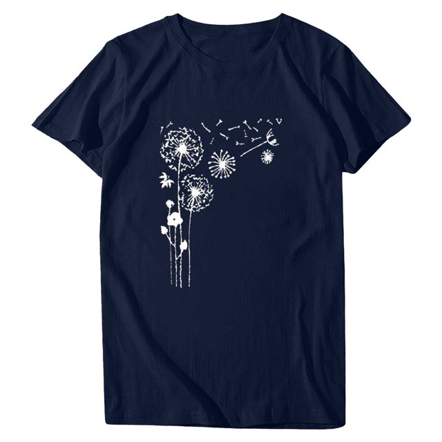 Women Plus Size Print Round Neck Short Sleeved T-shirt Blouse Tops