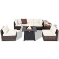 thumbnail image 4 of Gymax 7PCS Rattan Patio Sectional Furniture Set w/ 30'' Fire Pit Table & Off White Cushion, 4 of 6