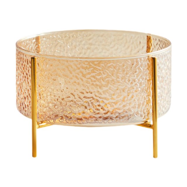 jifeng Fruit Bowl Fruit Dish Cylindrical with Gold Bracket Portable Fruit Tray Storage Orange