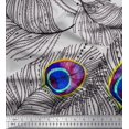 thumbnail image 1 of Soimoi polyester Crepe Fabric Peacock Feather Print Sewing Fabric Yard 42 Inch Wide, 1 of 3
