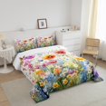 thumbnail image 3 of Colorful Flowers Comforter&nbsp;Set Jungle Plant Down Comforter,Boho Floral King Bedding Set,Botanical Leaves Quilt Set Country Butterfly Rustic Home Decor, 3 of 7