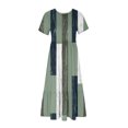thumbnail image 4 of FAIWAD Robe à Manches Courtes pour Femme Grande Taille, à Blocs de Couleur, Robe d'Été Décontractée, Fluide, Coupe Trapèze, avec Poches, 4 of 4