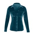 thumbnail image 4 of Plebaso Women's Velvet Long Sleeve Button down Shirts Fall Winter Tops Womens Dressy Blouses with Pockets, 4 of 4
