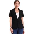 thumbnail image 2 of INSPIRE CHIC Blazer pour Femme à Revers Cranté, un Bouton, Veste de Complet à Manches Courtes, Noir, P, 2 of 2