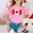 thumbnail image 2 of T-shirt à Manches Courtes pour Filles de la Fête du Canada, Col Rond d'Été, Coupe Décontractée, Chandails de Base, 2 of 4