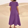 thumbnail image 4 of UPPADA Robes d'Été pour Ados 2025 Robes d'Été pour Femmes 2025 Robe en Coton et Lin à Manches Courtes Col Ras du Cou Ample Décontractée Tunique Robes de Plage avec Poches Vestidos Para Mujer Casuales, 4 of 6
