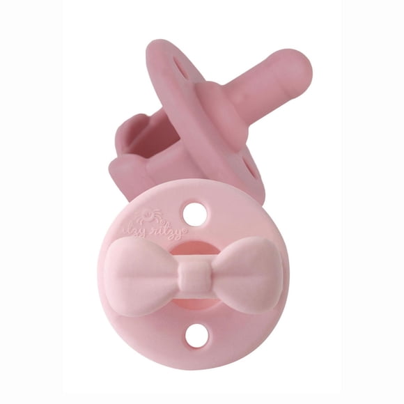 Itzy Ritzy Sweetie Soother 2-Pack Silicone Pacifiers, Pink Bows, for Infants, 0+ Months