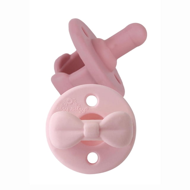 Itzy Ritzy Sweetie Soother Paquet de 2 suces en silicone, Pink Bows, pour nourrissons, 0 mois et plus