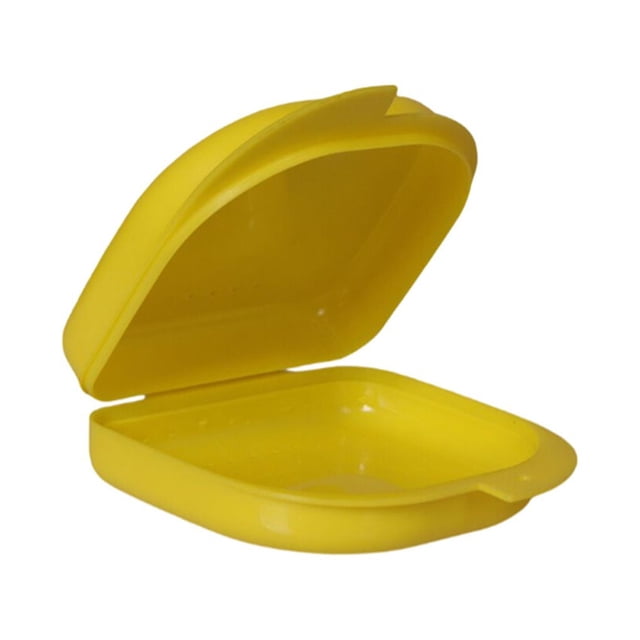tredstone 2 Pieces Denture Storage Box Replacement Odorless Protective Dustproof Tear-resistant Organizing Draining Case Accessories Yellow