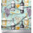 thumbnail image 1 of Soimoi Poly Georgette Fabric Grapes,Wine Glass & Bottle Decor Fabric Printed Yard 52 Inch Wide, 1 of 3