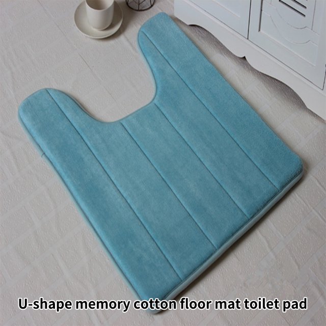 U-shaped Toilet Mat Water Absrobent Non-slip Elastic Skin-friendly Bathroom Rug Pad Bath Rug Showering Protection Household Home Silver Gray 50*80cm