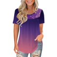 thumbnail image 2 of AMERTEER Femmes Mode Dentelle Uni à Empiècements Col Rond Manches Courtes T-Shirt Blouse Hauts T-Shirt pour Femmes, 2 of 6