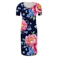 thumbnail image 4 of yoeyez Robe de Maternité Grande Taille pour Femmes à Manches Courtes, Col Rond, Imprimé Floral, Robe Soleil, Robe d'Allaitement de Maternité, Vêtements de Grossesse Grande Taille en Liquidation Multicolore,P, 4 of 6