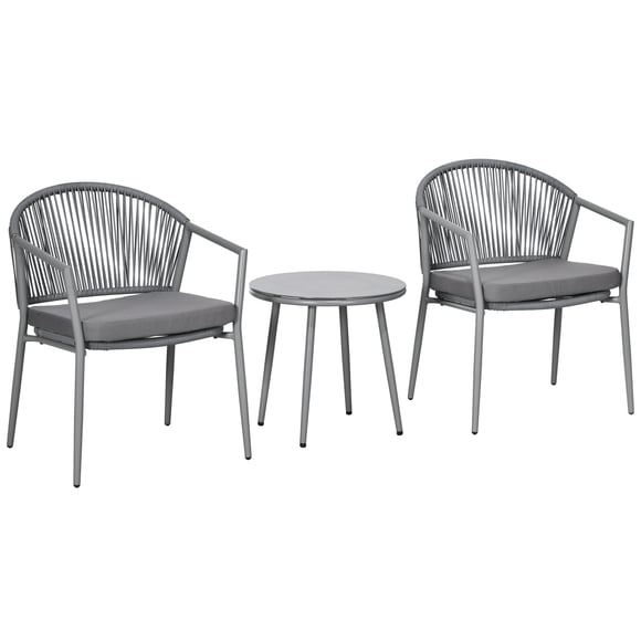 Outsunny 3-Piece Rattan Bistro Set, Garden Seating Group