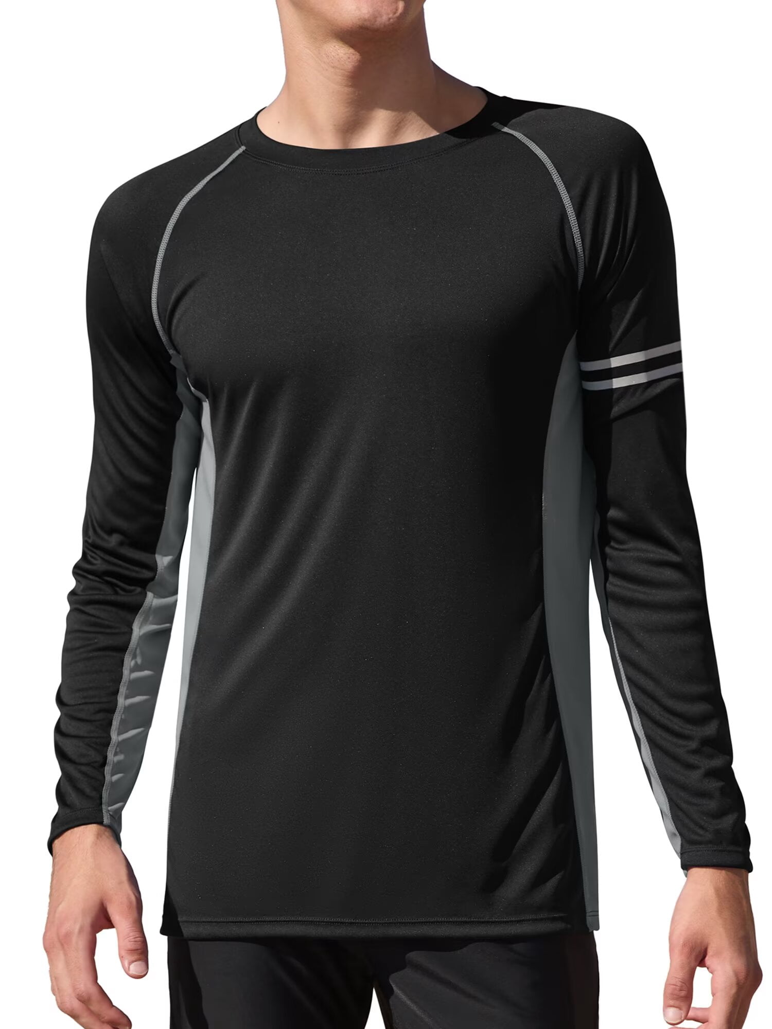 Charmo Mens Long Sleeve Swim Shirts Sun Protection UPF 50+ Rashguard Athletic Workout Hiking Swimwear Tops