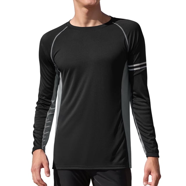 Charmo Mens Long Sleeve Swim Shirts Sun Protection UPF 50+ Rashguard Athletic Workout Hiking Swimwear Tops