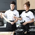 thumbnail image 1 of pitrice Chef Uniforms Women Short Sleeve Chef Coat Double Breasted Working Jacket Restaurant Kitchen Cooking Clothes Workwear White 3XL, 1 of 9