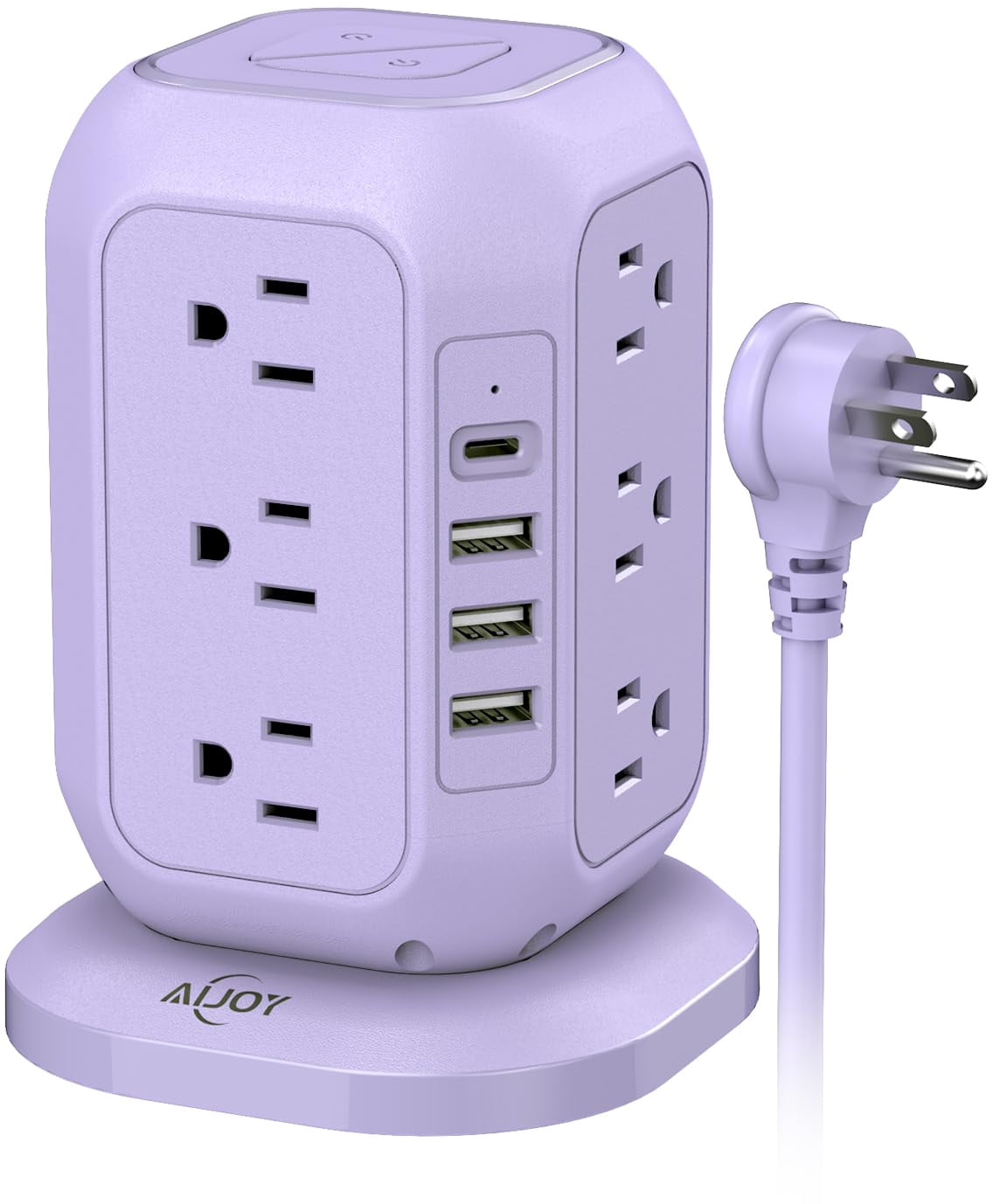 USB C Power Strip Tower, Surge Protector with 12 AC Outlet and 4 USB Ports, AiJoy 10 FT Extension Cord, 1200J Power Strip Surge Protector, USB Charging Sta