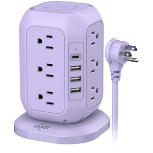 USB C Power Strip Tower, Protecteur de Surge avec 12 AC Sortie et 4 USB Ports, AiJoy 10 FT Cord d'extension, 1200J Protecteur de la bande de puissance, USB Charger Sta