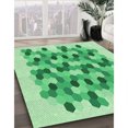 thumbnail image 3 of Ahgly Tapis Rond Lavable en Machine Intérieur Vert Jade Transitionnel, 5 Pieds Rond, 3 of 7