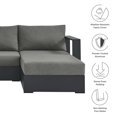 thumbnail image 2 of Modway Tahoe 3-Piece Outdoor Patio Furniture Sectional, Gray, 2 of 9